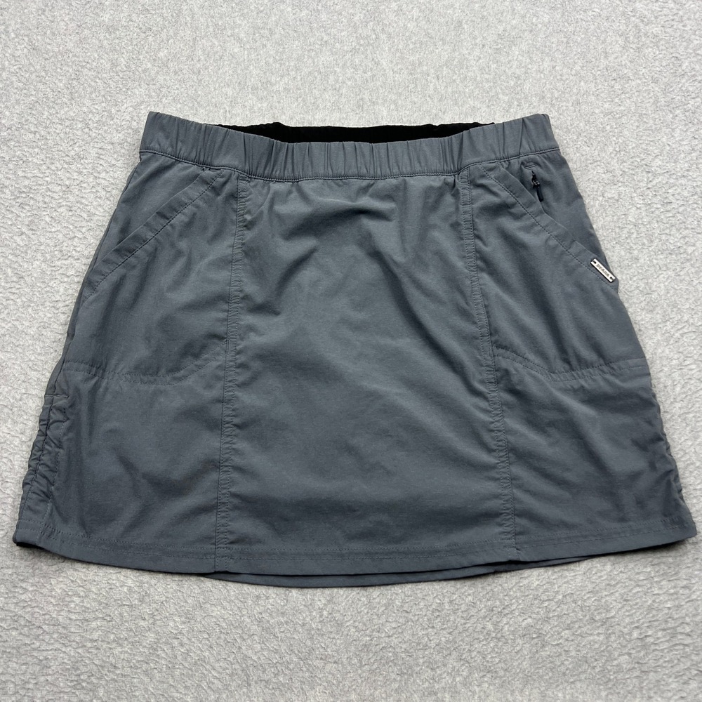 prAna Arch Skort Womens Medium Gray Built-in Shorts Ruched Pockets W31202055